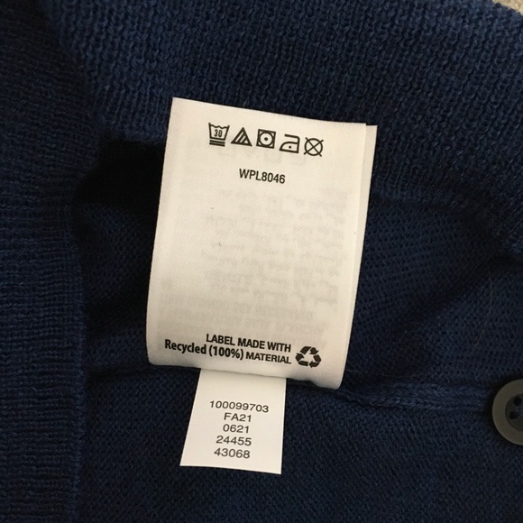 NWT Club Room Merino Wool Blend Sweater Navy Blue Size L - Picture 9 of 9